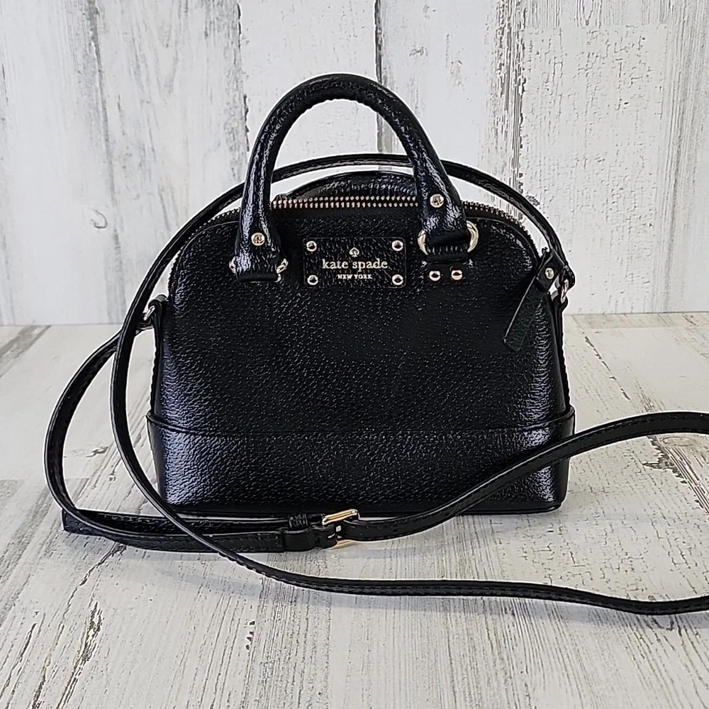 Kate Spade black mini Rachelle satchel purse handbag crossbody 100% cow leather - Picture 1 of 12
